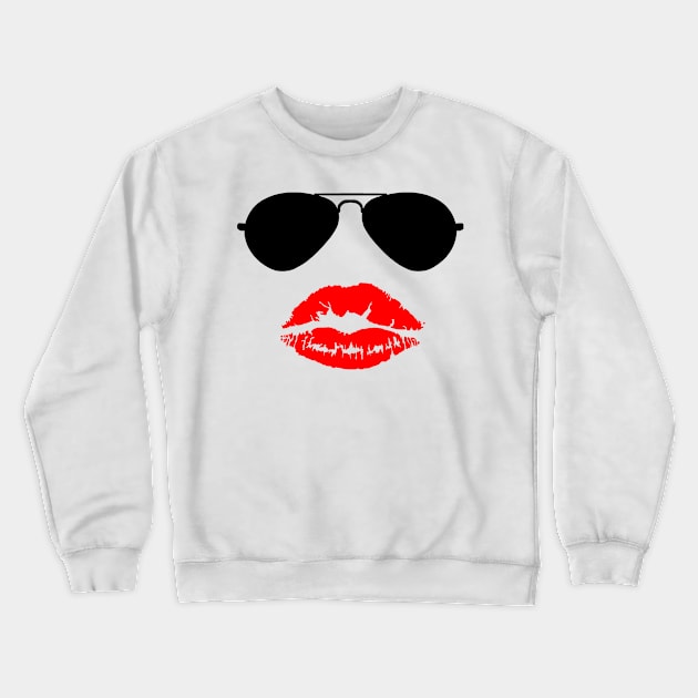 Lipstick Kiss and Aviators Crewneck Sweatshirt by sweetsixty